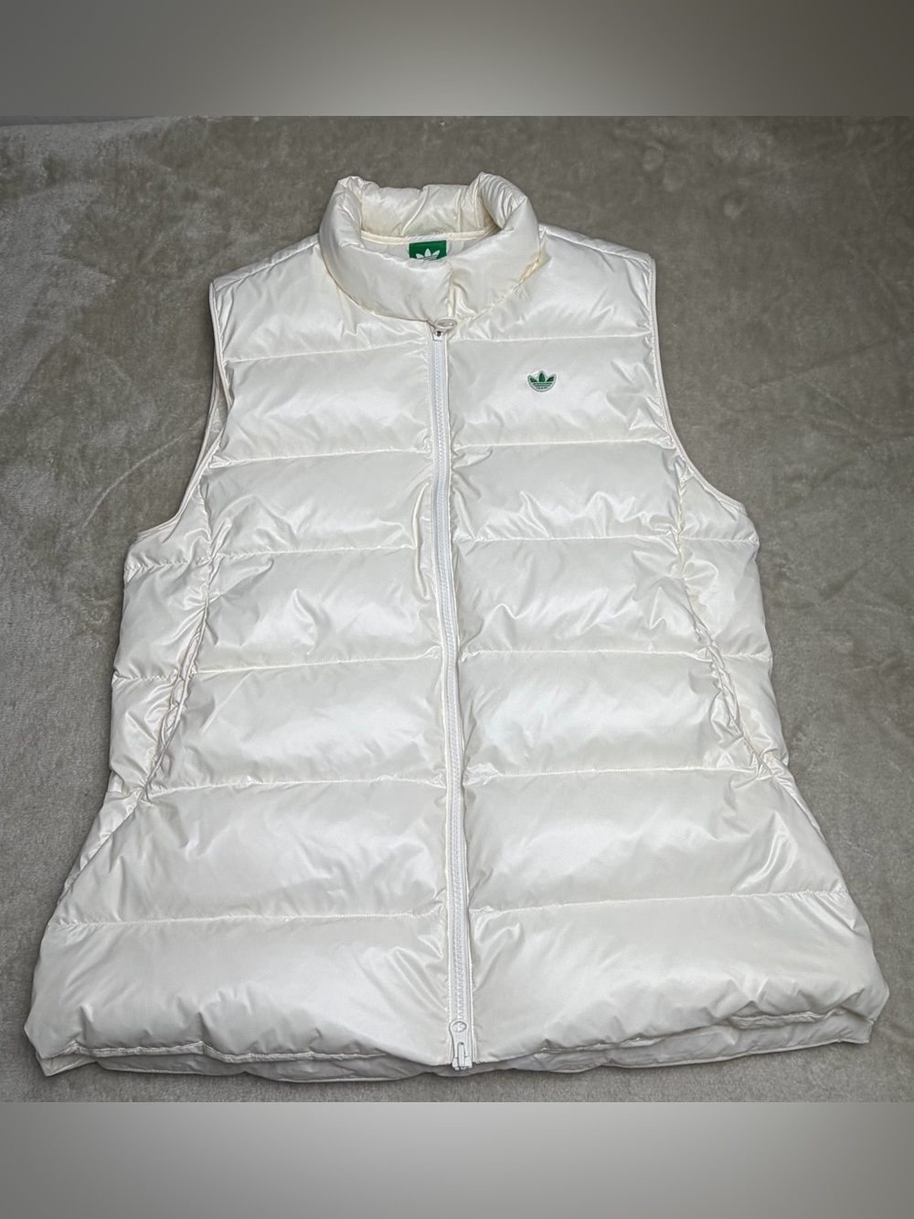 NWT adidas Golf Down Puffer Vest Chalk White Green Trefoil Womens Size L